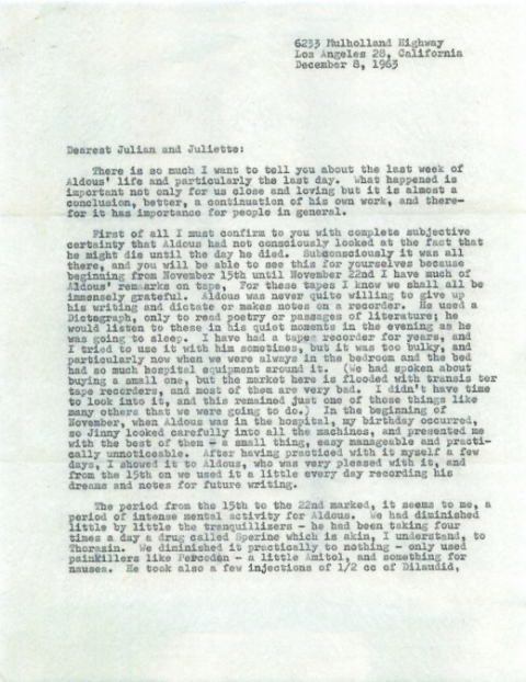 huxley letter